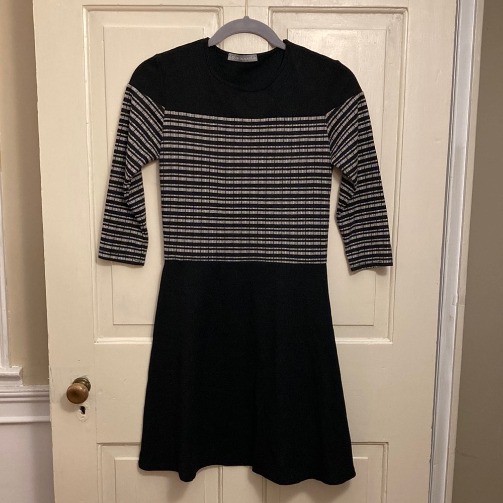 Loveappella Ponte 3/4 Sleeve Fit and Flare Dress, size XS